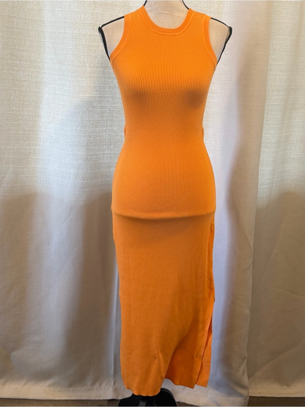 Rails SYD Marigold Ribbed Stretch Sleeveless Midi-Length Dress Orange Sz XS - Picture 2 of 10